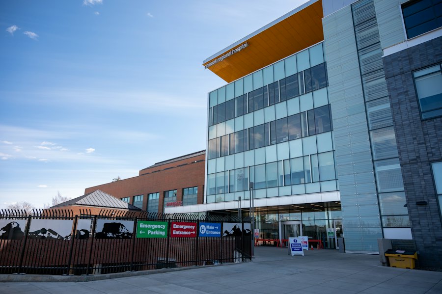 The entrance of a modern hospital